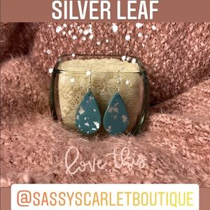 Tranquility Teardrop Earrings with Silver Leaf